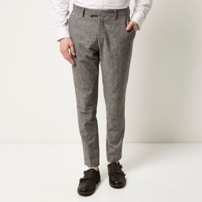 Grey neppy skinny suit trousers